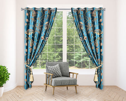 Turquoise Velvet Hand-Made FULLY-LINED  Curtain