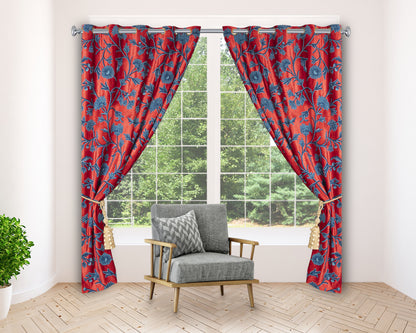 Beautiful Red Velvet Hand-Made FULLY-LINED  Curtain