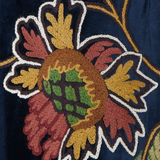 ALLEGRO - Beautiful Navy Blue Velvet Hand-Embroidery FULLY-LINED Crewel Curtain