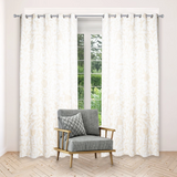 Elegant Lavish Cream Hand-Embroidery Cotton-Wool FULLY-LINED Crewel Curtain