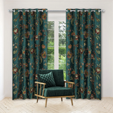 SAMERVAAN - Luxurious Green Hand-Made FULLY-LINED Velvet-Wool Crewel Curtain