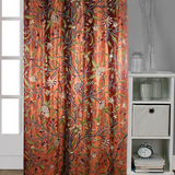Beautiful Amber Rust Velvet Crewel Hand-Embroidery Curtain-Velvet Crewel Curtain-Blackout Crewel Curtain