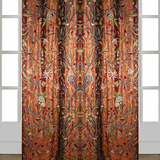 Beautiful Amber Rust Velvet Crewel Hand-Embroidery Curtain-Velvet Crewel Curtain-Blackout Crewel Curtain