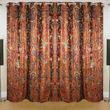 Beautiful Amber Rust Velvet Crewel Hand-Embroidery Curtain-Velvet Crewel Curtain-Blackout Crewel Curtain