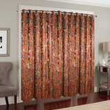 Beautiful Amber Rust Velvet Crewel Hand-Embroidery Curtain-Velvet Crewel Curtain-Blackout Crewel Curtain