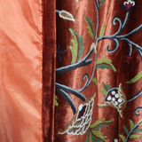 Beautiful Amber Rust Velvet Crewel Hand-Embroidery Curtain-Velvet Crewel Curtain-Blackout Crewel Curtain