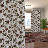 Premium Quality Stunning White Hand-Made FULLY-LINED Velvet-Wool Crewel Curtain