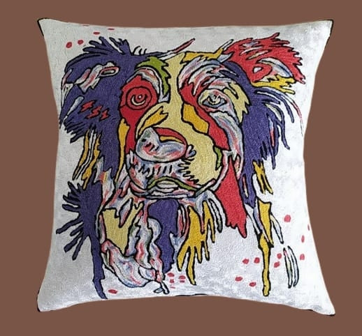 Silk Pillow Cover with Majestic Lion Embroidery - A Symbol of Power and Beauty. 18 x 18 Pillow