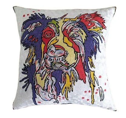 Silk Pillow Cover with Majestic Lion Embroidery - A Symbol of Power and Beauty. 18 x 18 Pillow