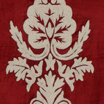 Luxurious Red Hand-Made FULLY-LINED Velvet-Wool Crewel Curtain