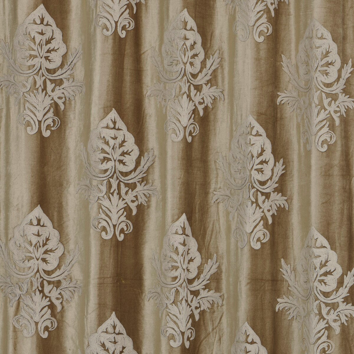 Marvelous Gold Hand-Made FULLY-LINED Velvet-Wool Crewel Curtain