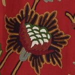 Premium Quality Lavish Red Hand-Made FULLY-LINED Cotton-Wool Crewel Curtain