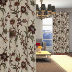 Premium Quality Elegant Cream Cotton Duck Hand-Embroidery FULLY-LINED Crewel Curtain