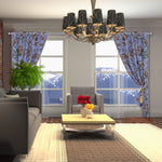 Elegant Lavish Blue Hand-Embroidery FULLY-LINED Crewel Curtain