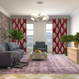 Luxurious Red Hand-Made FULLY-LINED Velvet-Wool Crewel Curtain