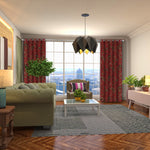 Premium Quality Lavish Red Hand-Made FULLY-LINED Cotton-Wool Crewel Curtain