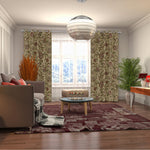Luxurious Beige Cotton Duck Hand-Made FULLY-LINED Crewel Curtain