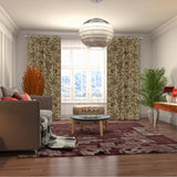 Luxurious Beige Cotton Duck Hand-Made FULLY-LINED Crewel Curtain