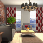 Luxurious Red Hand-Made FULLY-LINED Velvet-Wool Crewel Curtain