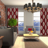 Luxurious Red Hand-Made FULLY-LINED Velvet-Wool Crewel Curtain