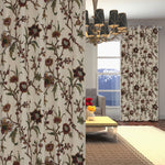 Premium Quality Elegant Cream Cotton Duck Hand-Embroidery FULLY-LINED Crewel Curtain