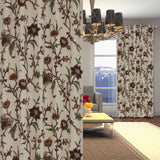Premium Quality Elegant Cream Cotton Duck Hand-Embroidery FULLY-LINED Crewel Curtain