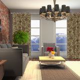 Luxurious Beige Cotton Duck Hand-Made FULLY-LINED Crewel Curtain