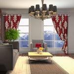 Luxurious Red Hand-Made FULLY-LINED Velvet-Wool Crewel Curtain