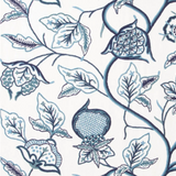 AVENTURA - Beautiful  Blue n White Cotton Hand-Embroidery FULLY-LINED Crewel Curtain