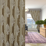 CASABELLA - Marvelous Gold Green Hand-Made FULLY-LINED Velvet-Wool Crewel Curtain