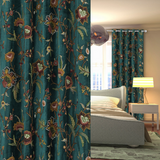 EMERALD - Beautiful Green Hand-Made FULLY-LINED Velvet-Wool Crewel Curtain