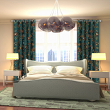 EMERALD - Beautiful Green Hand-Made FULLY-LINED Velvet-Wool Crewel Curtain