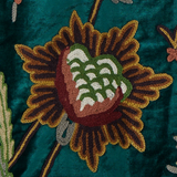 EMERALD - Beautiful Green Hand-Made FULLY-LINED Velvet-Wool Crewel Curtain