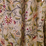 WELBLUND - Beautiful Silk Organza FULLY-LINED Kashmir Crewel Curtain-Hand-Embroidered Crewel Fabric-Fully Lined Curtain