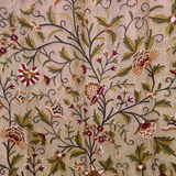 WELBLUND - Beautiful Silk Organza FULLY-LINED Kashmir Crewel Curtain-Hand-Embroidered Crewel Fabric-Fully Lined Curtain