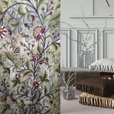 WELBLUND - Beautiful Silk Organza FULLY-LINED Kashmir Crewel Curtain-Hand-Embroidered Crewel Fabric-Fully Lined Curtain