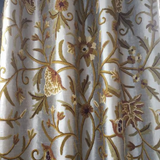 Beautiful Silk Dupion FULLY-LINED Crewel Curtain-Hand-Embroidered Crewel Curtain- Silk Dupion Crewel Fabric- Silk Crewel Curtain