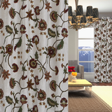 Premium Quality Stunning White Hand-Made FULLY-LINED Velvet-Wool Crewel Curtain