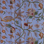Elegant Lavish Blue Hand-Embroidery FULLY-LINED Crewel Curtain