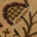 Elegant Beige Cotton Duck Hand-Embroidery FULLY-LINED Crewel Curtain
