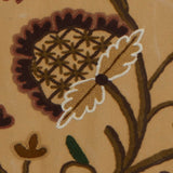 Elegant Beige Cotton Duck Hand-Embroidery FULLY-LINED Crewel Curtain