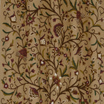 Elegant Beige Cotton Duck Hand-Embroidery FULLY-LINED Crewel Curtain