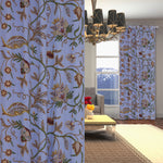 Elegant Lavish Blue Hand-Embroidery FULLY-LINED Crewel Curtain