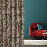 Beautiful Grey Velvet Hand-Embroidery FULLY-LINED Crewel Curtain