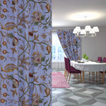 Elegant Lavish Blue Hand-Embroidery FULLY-LINED Crewel Curtain