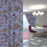 Elegant Lavish Blue Hand-Embroidery FULLY-LINED Crewel Curtain